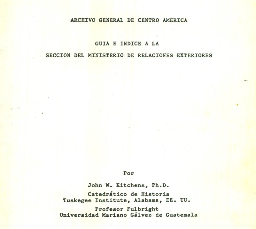 Índice 111 del Ministerio de Relaciones Exteriores en el Archivo General de Centroamérica (AGCA)